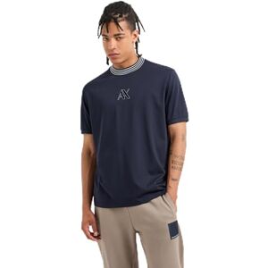 Giorgio Armani Exchange Playera de algodón Mercerizado con Logotipo de Hacha para Hombre con Cuello de Triple Punta, Ajuste Regular, Marino, M Giorgio Armani Exchange Playera de algodón Mercerizado con Logotipo de Hacha para Hombre con Cuello de Triple Punta, Ajuste Regular, Marino, M