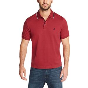 Nautica Polo de manga corta con cuello doble y corte clásico para hombre, color burdeos, 3XL Nautica Polo de manga corta con cuello doble y corte clásico para hombre, color burdeos, 3XL