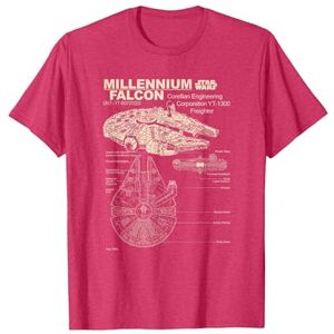 Star Wars Camiseta con dibujo detallado de Millennium Falcon para hombre Star Wars Camiseta con dibujo detallado de Millennium Falcon para hombre