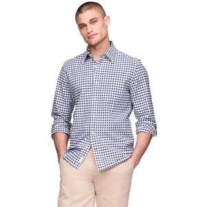 TOMMY HILFIGER Camisa casual de manga larga con botones para hombre, ajuste regular, colección 2025, Gingham Dark Navy., Large TOMMY HILFIGER Camisa casual de manga larga con botones para hombre, ajuste regular, colección 2025, Gingham Dark Navy., Large