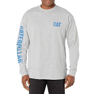 CAT erpillar Playera de Manga Larga para Hombre con Lazo de gestión de Alambre en el Cuello Central y Logotipo de Ropa de Trabajo de Gato, Azul, Gris, Jaspeado (Heather Grey/Blue), Large CAT erpillar Playera de Manga Larga para Hombre con Lazo de gestión de Alambre en el Cuello Central y Logotipo de Ropa de Trabajo de Gato, Azul, Gris, Jaspeado (Heather Grey/Blue), Large