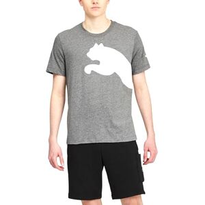 PUMA playera de gran tamaño con logotipo para hombre, cuello redondo, gris jaspeado/blanco (Medium Grey Heather/White), Medium PUMA playera de gran tamaño con logotipo para hombre, cuello redondo, gris jaspeado/blanco (Medium Grey Heather/White), Medium