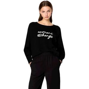 Giorgio Armani A X ARMANI EXCHANGE Suéter de Punto con Logotipo Frontal para Mujer, Negro -, Large Giorgio Armani A X ARMANI EXCHANGE Suéter de Punto con Logotipo Frontal para Mujer, Negro -, Large