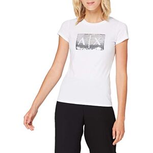 Giorgio Armani Exchange Playera básica para Mujer con Logotipo en el Busto, White Ground + Silver, X-Large Giorgio Armani Exchange Playera básica para Mujer con Logotipo en el Busto, White Ground + Silver, X-Large