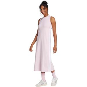 Adidas Essentials Vestido Largo de Espalda Cruzada de 3 Rayas para Mujer, Blanco, Rosa (Clear Pink/White), XX-Small Adidas Essentials Vestido Largo de Espalda Cruzada de 3 Rayas para Mujer, Blanco, Rosa (Clear Pink/White), XX-Small