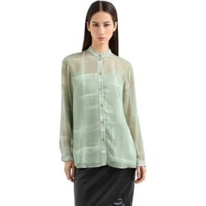 Giorgio Armani Exchange Blusa con Botones para Mujer con Estampado de mármol Salvia, Estampado de mármol Salvia, X-Small Giorgio Armani Exchange Blusa con Botones para Mujer con Estampado de mármol Salvia, Estampado de mármol Salvia, X-Small