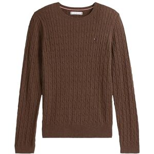 Tommy Hilfiger Suéteres de punto redondo con logotipo de la bandera para mujer, colección 2025, café jaspeado., M Tommy Hilfiger Suéteres de punto redondo con logotipo de la bandera para mujer, colección 2025, café jaspeado., M