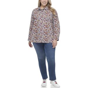 Tommy Hilfiger Camisa de Manga Larga con Cuello Abotonado para Mujer, Capitán del Cielo/Girasol, 2XG Tommy Hilfiger Camisa de Manga Larga con Cuello Abotonado para Mujer, Capitán del Cielo/Girasol, 2XG
