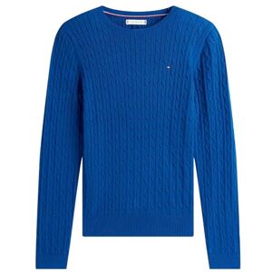 Tommy Hilfiger Suéteres de punto redondo con logotipo de la bandera para mujer, colección 2025, Azul Cool Dip., Small Tommy Hilfiger Suéteres de punto redondo con logotipo de la bandera para mujer, colección 2025, Azul Cool Dip., Small