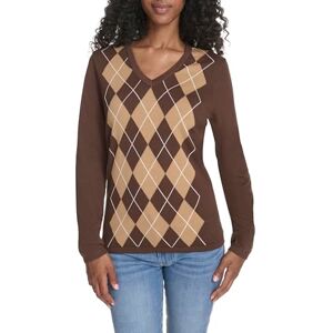 Tommy Hilfiger Suéter de Manga Larga de algodón con Cuello en V para Mujer, Achicoria/Ojo de Tigres/Marfil, Small Tommy Hilfiger Suéter de Manga Larga de algodón con Cuello en V para Mujer, Achicoria/Ojo de Tigres/Marfil, Small