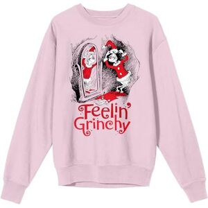 Bioworld The Grinch Feelin' Grinchy Sudadera de manga larga con cuello redondo, color rosa, Rosa, Small Bioworld The Grinch Feelin' Grinchy Sudadera de manga larga con cuello redondo, color rosa, Rosa, Small