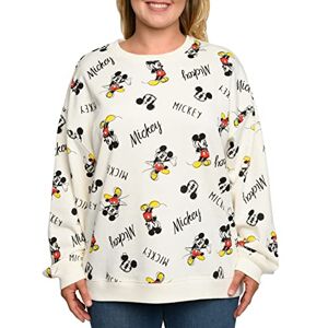 Disney Sudadera ligera de forro polar para mujer, talla grande, diseño de Mickey Mouse, Crema, XG Disney Sudadera ligera de forro polar para mujer, talla grande, diseño de Mickey Mouse, Crema, XG