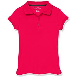 Nautica Polo de Manga Corta para niñas con Uniforme Escolar, Cierre de botón, Tela de piqué Suave, Rosa Encendido, 4 Nautica Polo de Manga Corta para niñas con Uniforme Escolar, Cierre de botón, Tela de piqué Suave, Rosa Encendido, 4