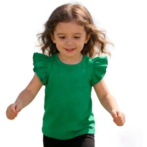 Sanpersonlin playera de color sólido para bebé y niña, blusa básica con volantes, ropa casual de algodón, 0021e-manga corta Verde, 4-5T Sanpersonlin playera de color sólido para bebé y niña, blusa básica con volantes, ropa casual de algodón, 0021e-manga corta Verde, 4-5T