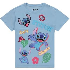 Disney Lilo and Stitch playera de manga corta para niñas, tallas 4-16, Azul LT, 10-12 Disney Lilo and Stitch playera de manga corta para niñas, tallas 4-16, Azul LT, 10-12