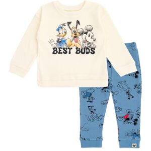 Disney Mickey Mouse Lion King Winnie the Pooh Conjunto de sudadera y pantalones de punto gofre para recién nacidos a niños pequeños (0-3 meses 5T), Mickey Mouse, crema/azul, 4 Años Disney Mickey Mouse Lion King Winnie the Pooh Conjunto de sudadera y pantalones de punto gofre para recién nacidos a niños pequeños (0-3 meses 5T), Mickey Mouse, crema/azul, 4 Años