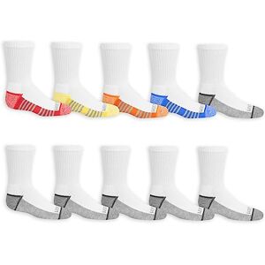 Fruit of the Loom Big Boys' 10 Pack Crew Socks, White/Gray/ Blue/ Green/ Orange/Red, Shoe Size: 9-2.5 Fruit of the Loom Big Boys' 10 Pack Crew Socks, White/Gray/ Blue/ Green/ Orange/Red, Shoe Size: 9-2.5