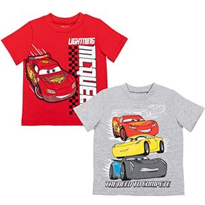 Disney Paquete de 2 camisetas para niños grandes (12 meses 14-16), Rayo Mcqueen Gris/Rojo, 6 Disney Paquete de 2 camisetas para niños grandes (12 meses 14-16), Rayo Mcqueen Gris/Rojo, 6
