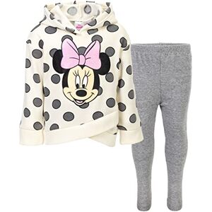 Disney Minnie Mouse Mickey Mouse Conjunto de sudadera con capucha y leggings de forro polar para niños grandes (12 meses 14-16), Blanco/gris (Off-white/Grey), 6 Disney Minnie Mouse Mickey Mouse Conjunto de sudadera con capucha y leggings de forro polar para niños grandes (12 meses 14-16), Blanco/gris (Off-white/Grey), 6