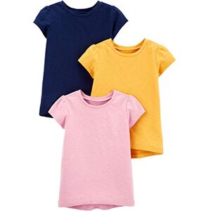 Simple Joys by Carter's Camisetas de manga corta para niñas pequeñas, paquete de 3, azul marino/rosa/dorado, 3T Simple Joys by Carter's Camisetas de manga corta para niñas pequeñas, paquete de 3, azul marino/rosa/dorado, 3T