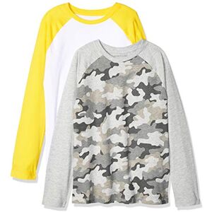 Amazon Essentials Camisetas de béisbol raglán de manga larga para niños, paquete de 2, color dorado, camuflaje, talla XCH Amazon Essentials Camisetas de béisbol raglán de manga larga para niños, paquete de 2, color dorado, camuflaje, talla XCH
