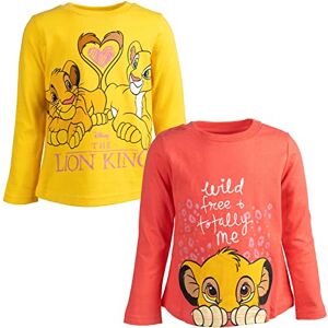 Disney Lion King Nala Simba Paquete de 2 camisetas gráficas de manga larga, Amarillo/rosa, 4 Años Disney Lion King Nala Simba Paquete de 2 camisetas gráficas de manga larga, Amarillo/rosa, 4 Años