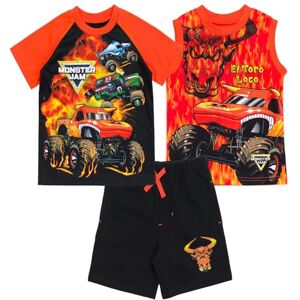 Monster Cable Grave Digger El Toro Loco Megalodon playera sin mangas y pantalones cortos de rizo francés, juego de 3 piezas de niño a niño grande, Anaranjado/negro, 5 Años Monster Cable Grave Digger El Toro Loco Megalodon playera sin mangas y pantalones cortos de rizo francés, juego de 3 piezas de niño a niño grande, Anaranjado/negro, 5 Años