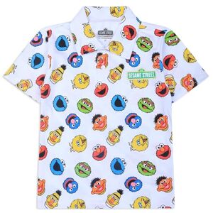 Sesame Street Camisa de medio botón para niños de Sésamo Street para bebés y niños pequeños, Blanco/Multicolor, 3 Años Sesame Street Camisa de medio botón para niños de Sésamo Street para bebés y niños pequeños, Blanco/Multicolor, 3 Años