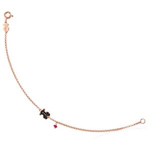 TOUS Pulsera de Plata Vermeil Rosa para Mujer con Motivo de Oso en Espinela y Rubí tratado, 17,5 cm de Largo, Plata de Ley 925 con Chapado de Oro, Chic y Femenina, Colección Motif TOUS Pulsera de Plata Vermeil Rosa para Mujer con Motivo de Oso en Espinela y Rubí tratado, 17,5 cm de Largo, Plata de Ley 925 con Chapado de Oro, Chic y Femenina, Colección Motif