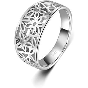 BORUO Anillo de plata de ley 925 Anillos de declaración chapados en oro de 14 quilates Anillo de estilo clásico de filigrana de hoja victoriana, de alto pulido, resistente al deslustre, ajuste BORUO Anillo de plata de ley 925 Anillos de declaración chapados en oro de 14 quilates Anillo de estilo clásico de filigrana de hoja victoriana, de alto pulido, resistente al deslustre, ajuste