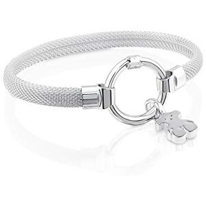 TOUS Pulsera de Plata de Primera Ley para Mujer con Anilla, 15 cm de Largo, Plata de Ley 925, Elegante y Personalizable, Colección Hold TOUS Pulsera de Plata de Primera Ley para Mujer con Anilla, 15 cm de Largo, Plata de Ley 925, Elegante y Personalizable, Colección Hold