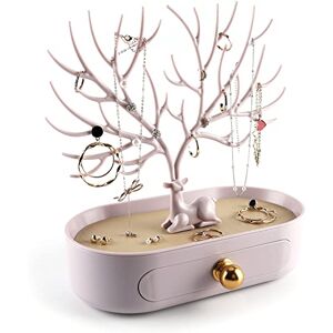 MORE&LESS Soporte de exhibición de joyas con mango de aleación de aluminio, organizador colgante, torre, árbol para anillos, aretes, collares, pulseras, cuerno de ciervo con cajón y charola MORE&LESS Soporte de exhibición de joyas con mango de aleación de aluminio, organizador colgante, torre, árbol para anillos, aretes, collares, pulseras, cuerno de ciervo con cajón y charola