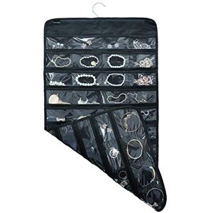 TabEnter Organizador colgante de joyería de doble cara con 80 bolsillos transparentes (negro) TabEnter Organizador colgante de joyería de doble cara con 80 bolsillos transparentes (negro)