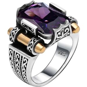 Babylon Silver Anillo de plata de ley 925 maciza auténtica para hombre, acentuado con bronce, piedra de rubí rojo facetada, estilo otomano turco clásico, Gema, rubí sintético Babylon Silver Anillo de plata de ley 925 maciza auténtica para hombre, acentuado con bronce, piedra de rubí rojo facetada, estilo otomano turco clásico, Gema, rubí sintético