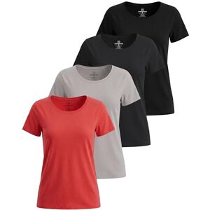 Real Essentials Paquete de 4 camisetas de manga corta de algodón para mujer, playera casual con cuello redondo (disponible en tallas grandes), Conjunto 6, X-Large Real Essentials Paquete de 4 camisetas de manga corta de algodón para mujer, playera casual con cuello redondo (disponible en tallas grandes), Conjunto 6, X-Large