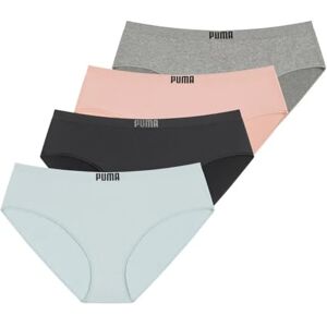 PUMA Ropa interior de bikini sin costuras para mujer, microfibra, sin etiquetas, paquete de 4 (EE. UU., Alpha, L, regular, rosa/azul/negro/gris) PUMA Ropa interior de bikini sin costuras para mujer, microfibra, sin etiquetas, paquete de 4 (EE. UU., Alpha, L, regular, rosa/azul/negro/gris)