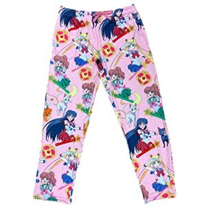 Bioworld Sailor Moon Pantalones de pijama para mujer con estampado de personajes para adultos, Rosado, XXL Bioworld Sailor Moon Pantalones de pijama para mujer con estampado de personajes para adultos, Rosado, XXL