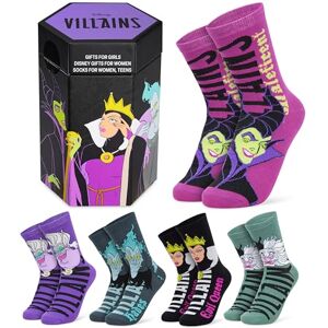 Disney Calcetines para mujer, paquete de 5 unidades, medias con diseños de Stitch, Minnie, Villains y más, regalos para mujeres y adolescentes, Multi Villains, 36-41 Disney Calcetines para mujer, paquete de 5 unidades, medias con diseños de Stitch, Minnie, Villains y más, regalos para mujeres y adolescentes, Multi Villains, 36-41