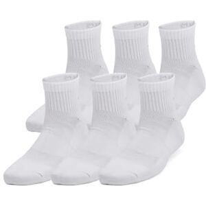Under Armour Calcetines unisex de algodón para entrenamiento juvenil, paquete de 6, (100) blanco/negro, talla XS Under Armour Calcetines unisex de algodón para entrenamiento juvenil, paquete de 6, (100) blanco/negro, talla XS