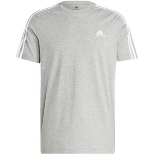Adidas Essentials Playera de Punto Individual de 3 Rayas para Hombre, Gris Jaspeado/Blanco (Medium Grey Heather/White), Large Adidas Essentials Playera de Punto Individual de 3 Rayas para Hombre, Gris Jaspeado/Blanco (Medium Grey Heather/White), Large