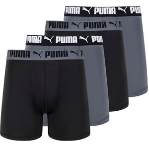 PUMA Paquete de 4 Calzoncillos elásticos para Hombre, Negro/Gris, X-Large PUMA Paquete de 4 Calzoncillos elásticos para Hombre, Negro/Gris, X-Large