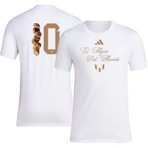Adidas Lionel Messi #10 El Mejor Del Mundo Player playera para hombre, color blanco, talla S, Blanco, Small Adidas Lionel Messi #10 El Mejor Del Mundo Player playera para hombre, color blanco, talla S, Blanco, Small