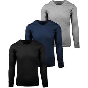 Scott playera térmica de capa base para hombre, 100% algodón, de punto plano, de manga larga, parte inferior de forro polar suave, varios paquetes, Paquete de 3 negro/gris jaspeado/azul Scott playera térmica de capa base para hombre, 100% algodón, de punto plano, de manga larga, parte inferior de forro polar suave, varios paquetes, Paquete de 3 negro/gris jaspeado/azul
