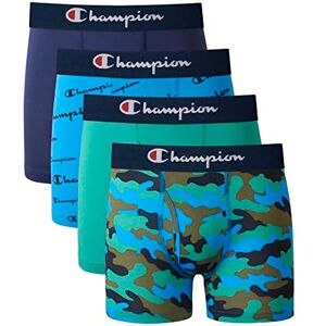 Champion Calzoncillos Calzones elásticos para niños, Paquete de 4 Unidades, Azul Marino/Verde/Camuflaje/guiones, X-Large Champion Calzoncillos Calzones elásticos para niños, Paquete de 4 Unidades, Azul Marino/Verde/Camuflaje/guiones, X-Large
