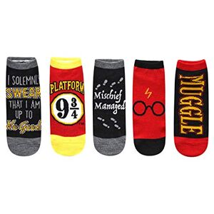 Harry Potter Solemnly Swear Muggle Platform 9 3/4 Paquete de 5 calcetines tobilleros, Multi, 4-10 Harry Potter Solemnly Swear Muggle Platform 9 3/4 Paquete de 5 calcetines tobilleros, Multi, 4-10
