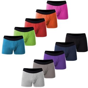 Scott Calzoncillos tipo calzones elásticos para hombre, de algodón para hombre, varios colores, paquete de 10, Paquete de 10 unidades con apertura de mosca / paquete B, Large Scott Calzoncillos tipo calzones elásticos para hombre, de algodón para hombre, varios colores, paquete de 10, Paquete de 10 unidades con apertura de mosca / paquete B, Large