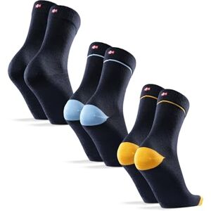 DANISH ENDURANCE Calcetines de Vestir de Lana Merino Unisex para Hombre y Mujer, 3 o 5 Pack, Multicolor (1 azul marino, 1 azul marino/amarillo, 1 azul marino/azul claro, Medium DANISH ENDURANCE Calcetines de Vestir de Lana Merino Unisex para Hombre y Mujer, 3 o 5 Pack, Multicolor (1 azul marino, 1 azul marino/amarillo, 1 azul marino/azul claro, Medium