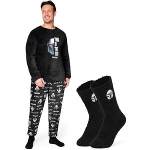 Disney Star Wars Mandalorian Conjunto de pijama de forro polar para hombre con calcetines esponjosos de manga larga, pantalones de pijama para hombres y adolescentes, Negro, X-Large Disney Star Wars Mandalorian Conjunto de pijama de forro polar para hombre con calcetines esponjosos de manga larga, pantalones de pijama para hombres y adolescentes, Negro, X-Large