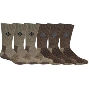 Columbia Calcetines de control de humedad para hombre, paquete de 6, Caqui/Marrón, 6-12 Columbia Calcetines de control de humedad para hombre, paquete de 6, Caqui/Marrón, 6-12