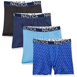Nautica Pack de 4 Calzoncillos Tipo Calzones para Hombre, Negro/Peacoat/Aero Blue/Anchor Print, Large Nautica Pack de 4 Calzoncillos Tipo Calzones para Hombre, Negro/Peacoat/Aero Blue/Anchor Print, Large